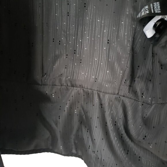 NWT Marks & Spencer Black Wool Blend Tweed Suit Blazer - Picture 8 of 11